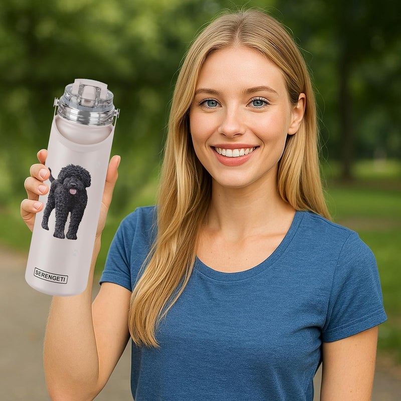 ES Pets SERENGETI 24 Oz Water Bottle Stainless Steel with Spill Proof Lid - Double walled Vacuum Insulated water flask - Realistic 3D Print of your favorite dog (Labradoodle) - Image 3